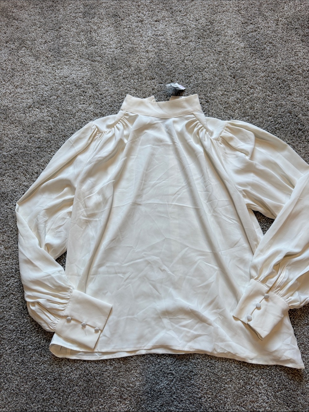 Express Ivory High-Neck Long Sleeve Blouse
